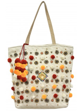 Multi-color Pompom Bag